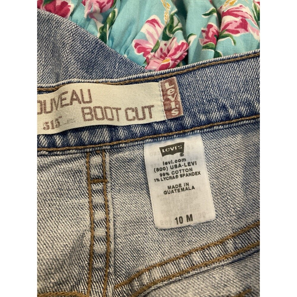 Levi’s Denim Mini Skirt 10 Upcycled Floral Ruffle Y2K Twee Festival Rodeo Boho - Picture 10 of 11
